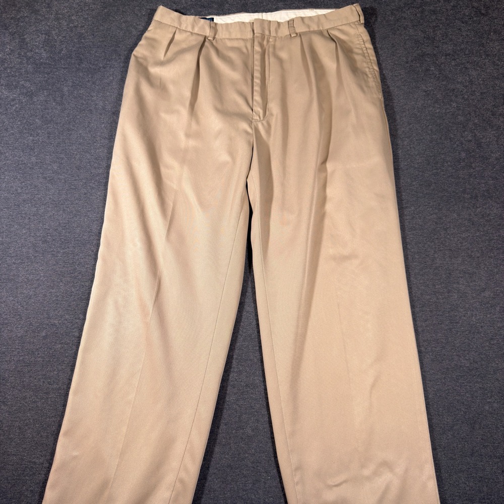 Vintage Polo Ralph Lauren Pleated Pants Men 36x32 Khaki Cuffed Chino Trousers